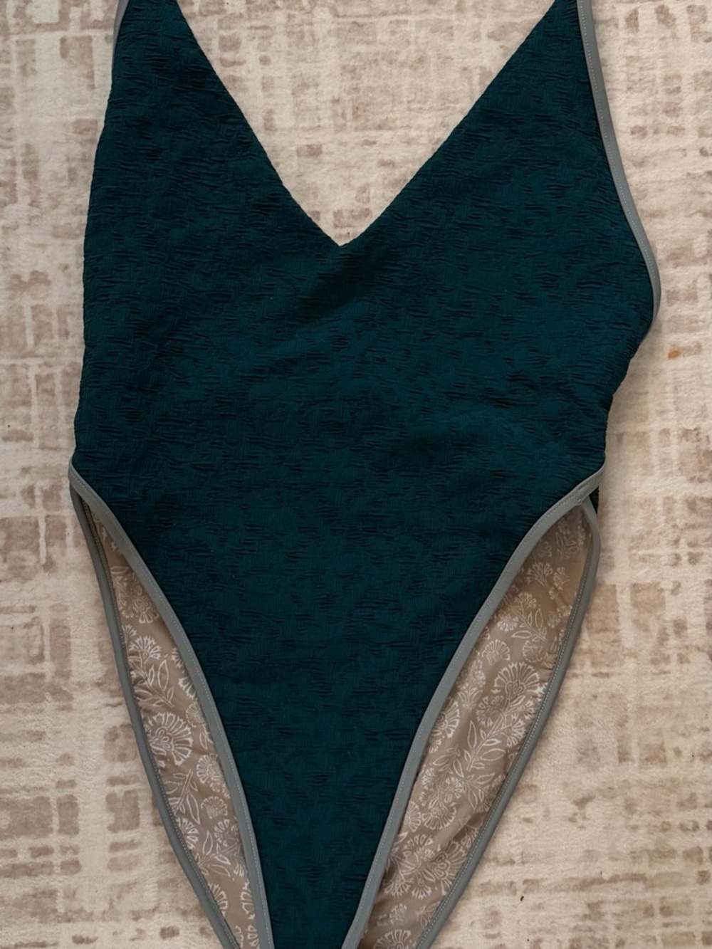 Free People Teal One-Piece Swimsuit with Gray Trim